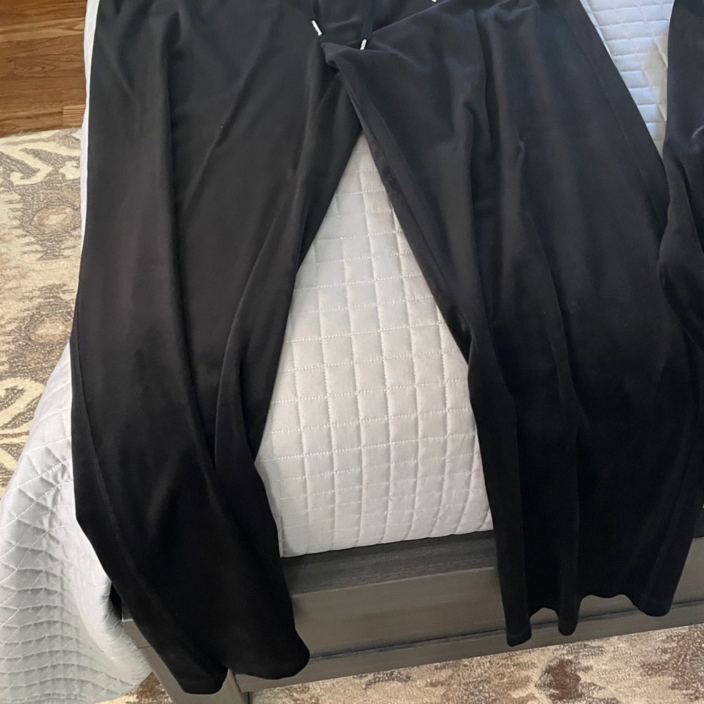 Calvin Klein Black velvet zipper hoodie and pant set - Picture 8 of 15